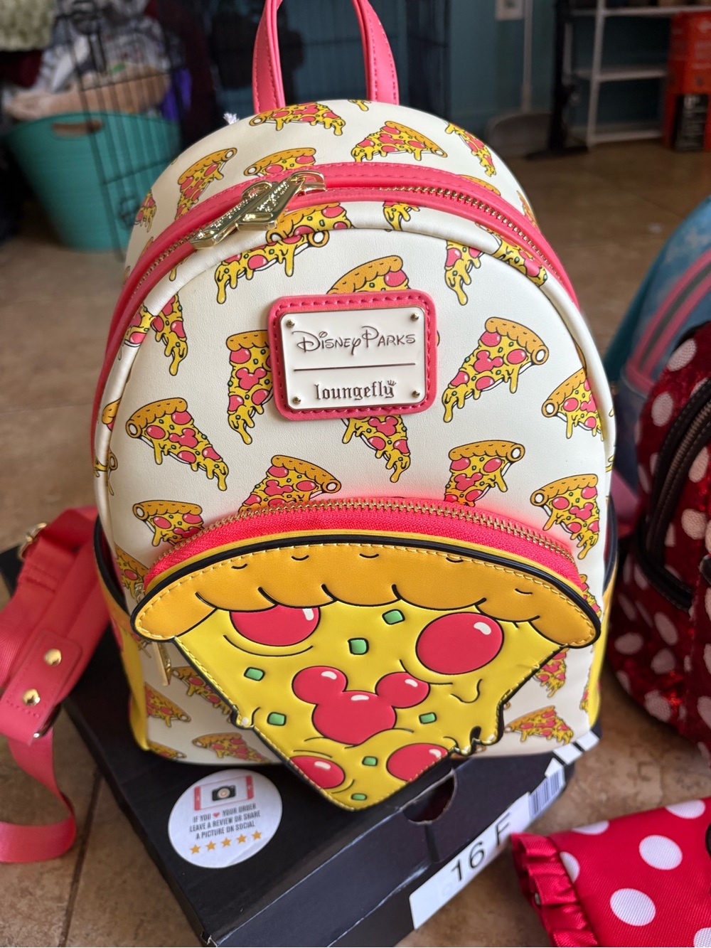 Loungefly Cream and Pink Pizza Slice Mini Backpack